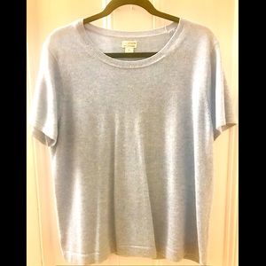 Ice Blue 100% Cashmere Short Sleeved Sweater